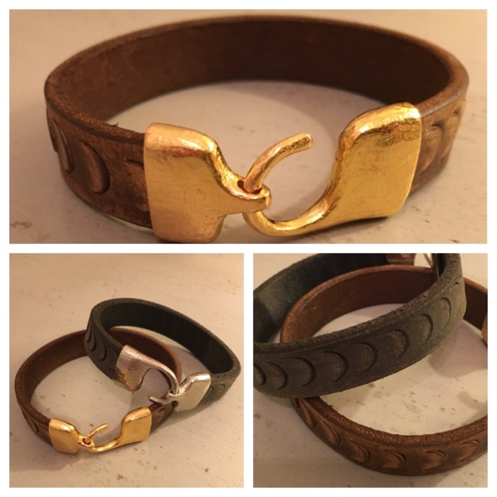 Genuine Greek Leather Bracelet | Gold or Silver Clasp Size 6 1/2 or 7 1/2 NEW